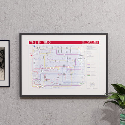 Gift for The Shining fans - A2 (420x594mm, 18x24in) framed Giclée plot map wall art print, designed by Mike Bell.