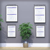 The Smiths discography tube map wall art print collection shown across the A1, A2, 24x18in and 36x24in sizes, framed and unframed options, designed by Mike Bell.