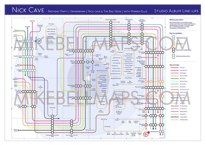Nick Cave (in Bands) - Albums - as Tube / Underground Maps - MikeBellMaps.com | MikeBellMaps