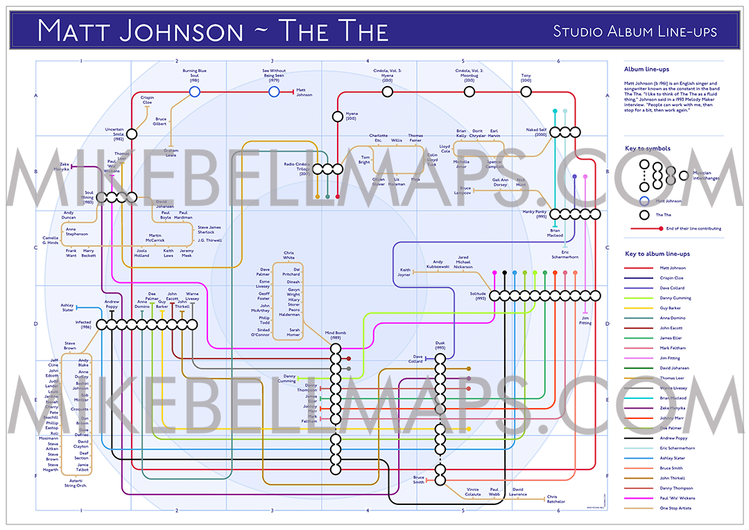 Matt Johnson / The The - Albums - as Tube Maps - MikeBellMaps.com | MikeBellMaps